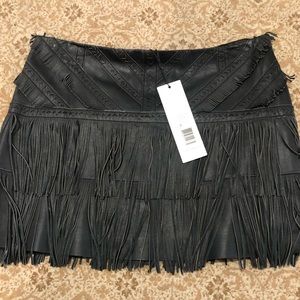 Leather mini fridged Parker skirt